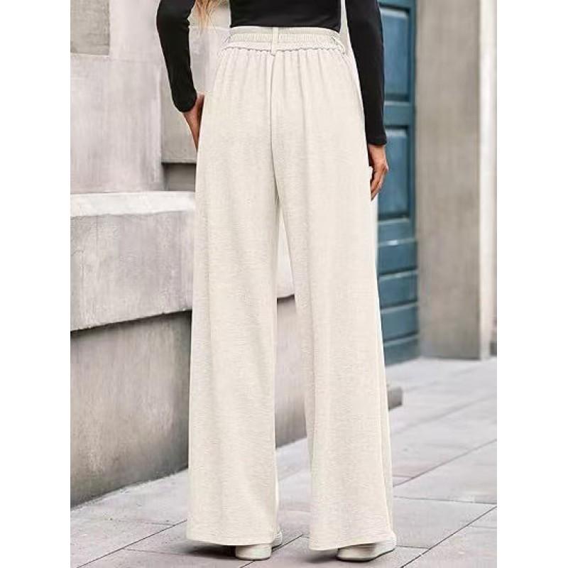 Womens High-Waisted Straight Leg Wide Pants Soft Comfortable Casual Trousers Winter 2026
