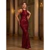 Sexy Sequin Mermaid Evening Gown Formal Occasion Dresses Red