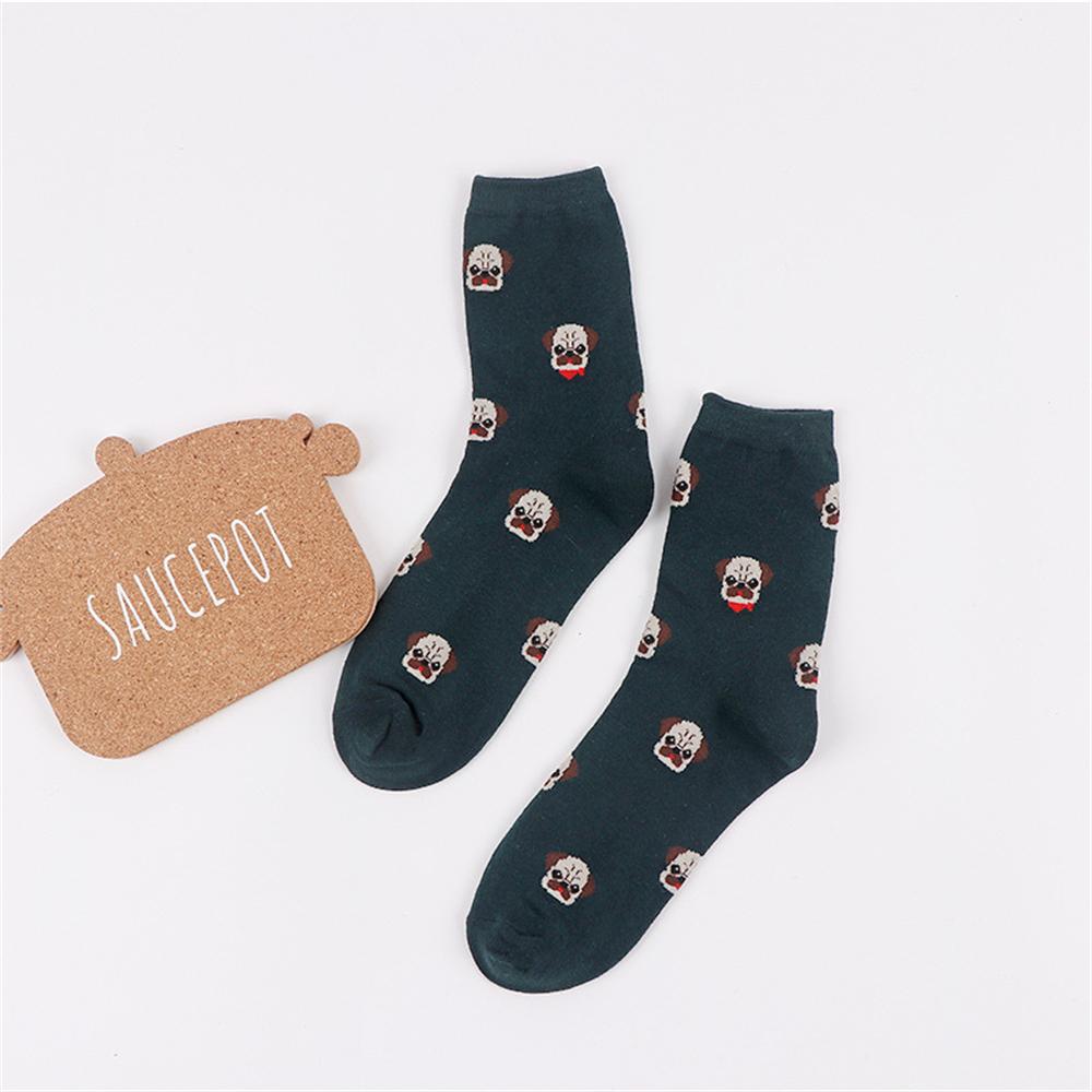Unisex Funny Cartoon Dogs Head Socks Warm Soft Japanese Korean Cute Happy Puppy Husky Starling Dalmatian Teddy Cotton Sokken
