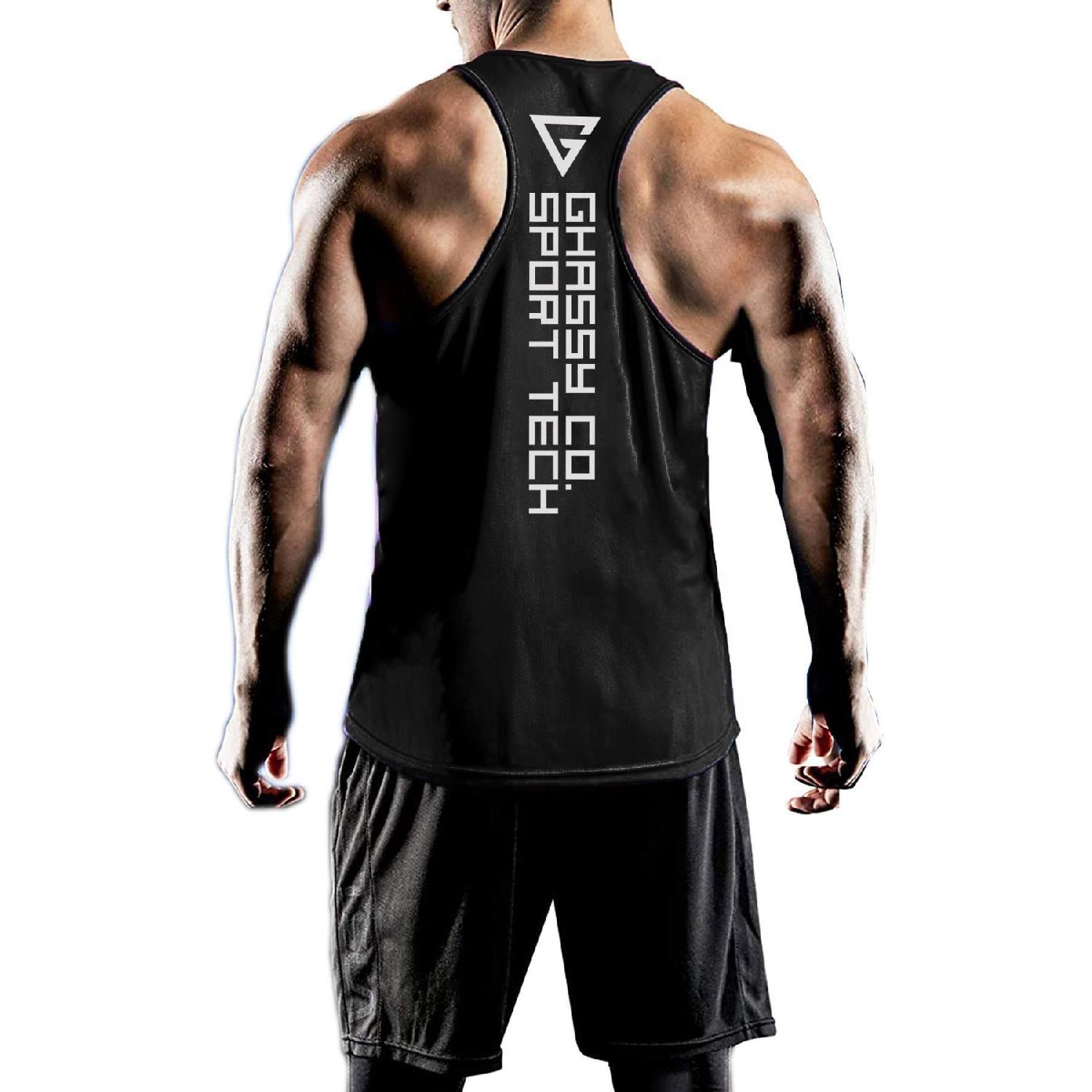 

Мужская майка для фитнеса и спортсмена Dry Fit с Y-образной спинкой Gym-101 S чёрный