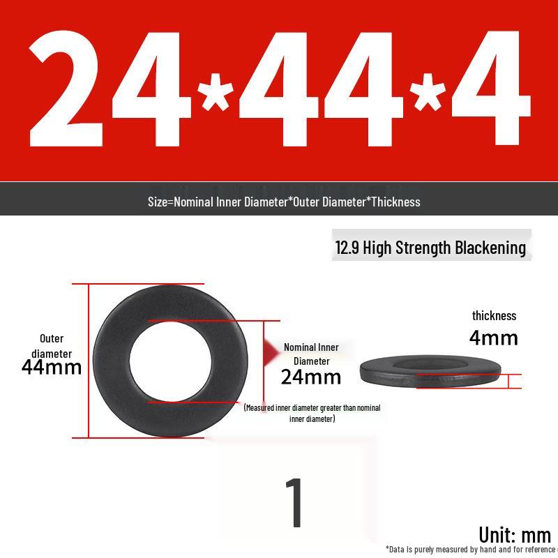 High-Strength Class 12.9 Flat Washer - Thickened & Widened, Sizes M6-M42