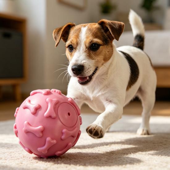 Squeaky Dog Ball Raised Texture Dog Chew Toy Bite-Resistant Puppy Teething Toy for Dogs Teeth Cleaning Boredom Relief