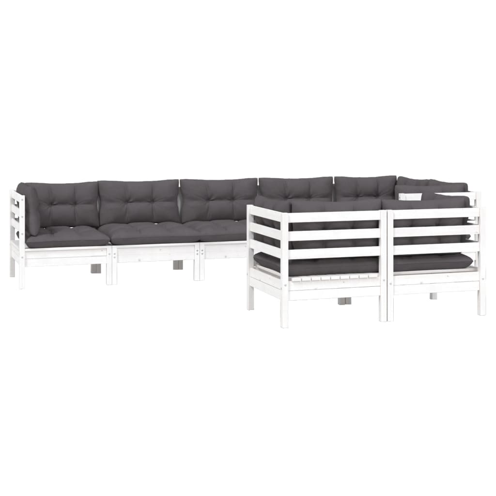 Vidaxl 8-Cz. Garden Lounge Set, With Cushions, White