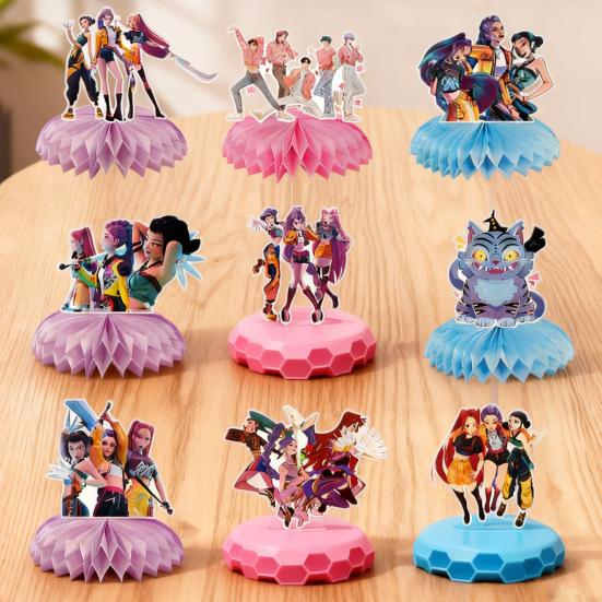 Anime Theme Birthday Party Decorations Cartoon 3D Honeycomb Centerpiece Folding Paper Tabletop Ornament for Kids Party Supplies