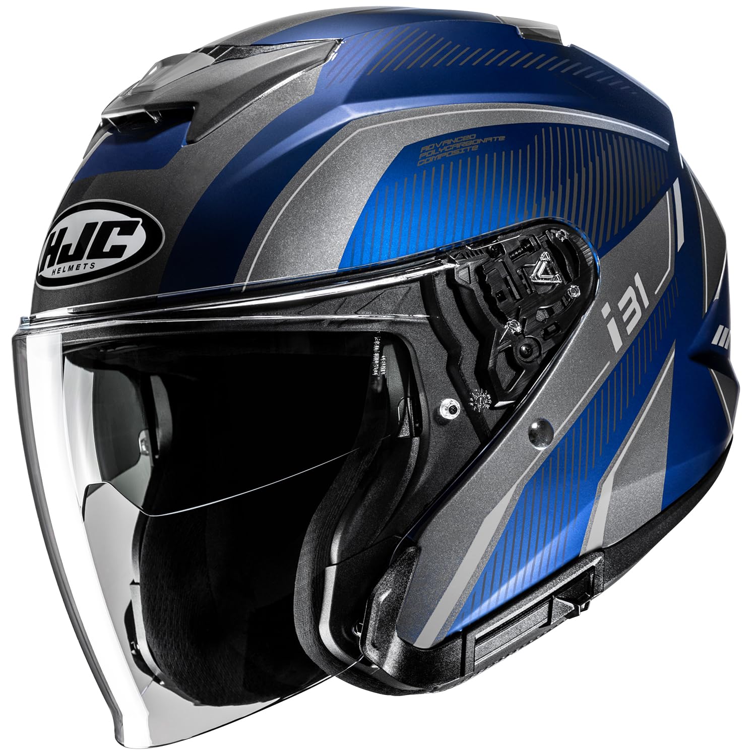 

HJC HELMETS Motorcycle Jet Helmet, Open Face, with Built-in Sun Visor and Internal Ventilation, for i31/Reno, HJH276, Blue (MC2), Size S (55-56cm)