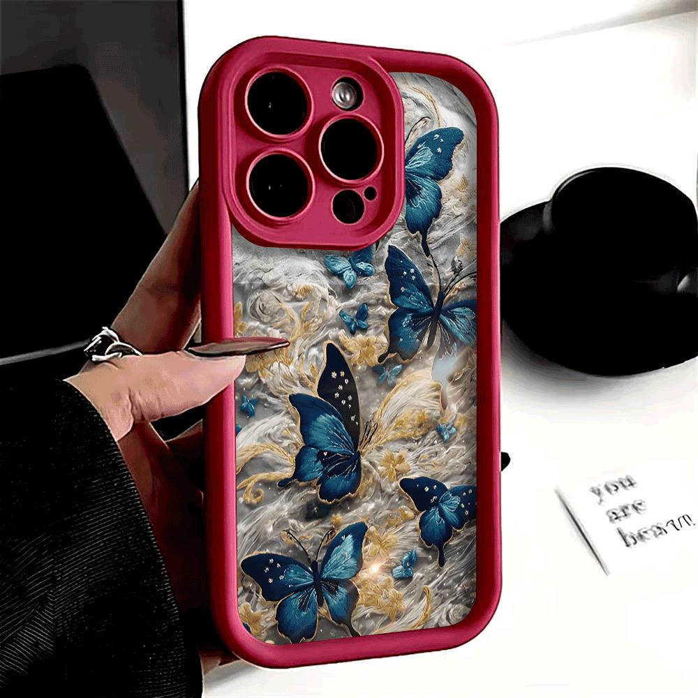 Blue Butterflies Shockproof Phone Case For iPhone 17 Pro Max 16E 15 Pro 14 13 12 11 Mini AIR XS XR XS 8Plus Anti-Slip Soft TPU