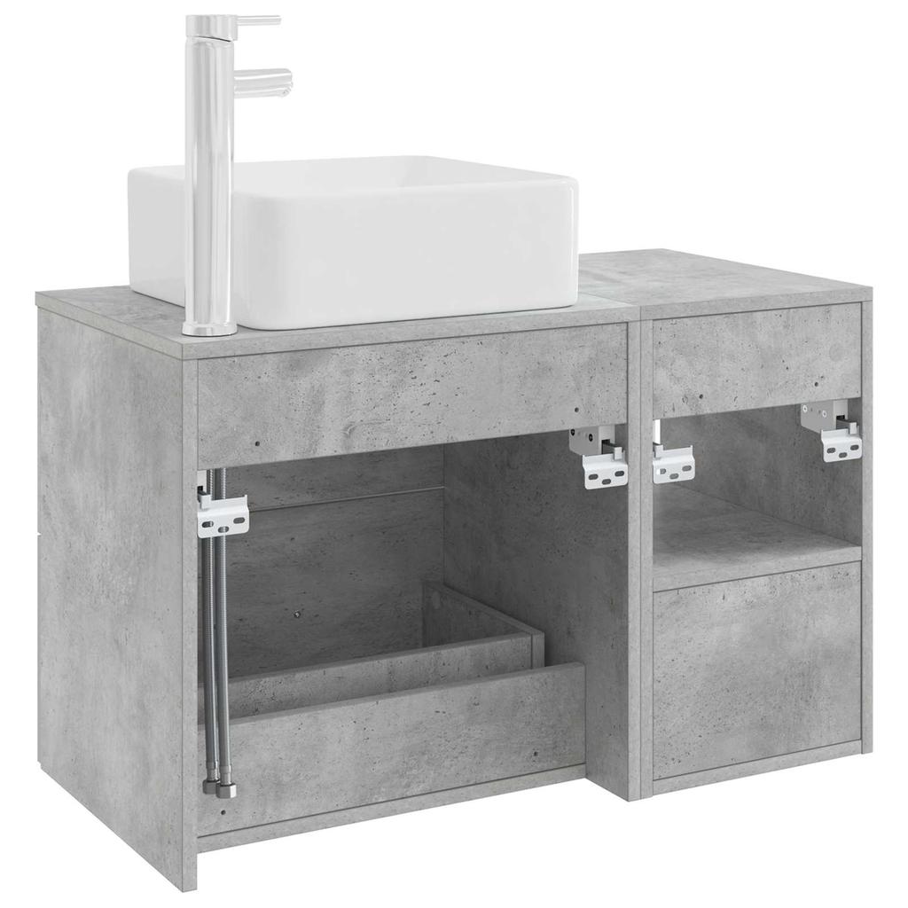 Bathroom Furniture Set 2 Pcs Concrete Grey Wood Based Material