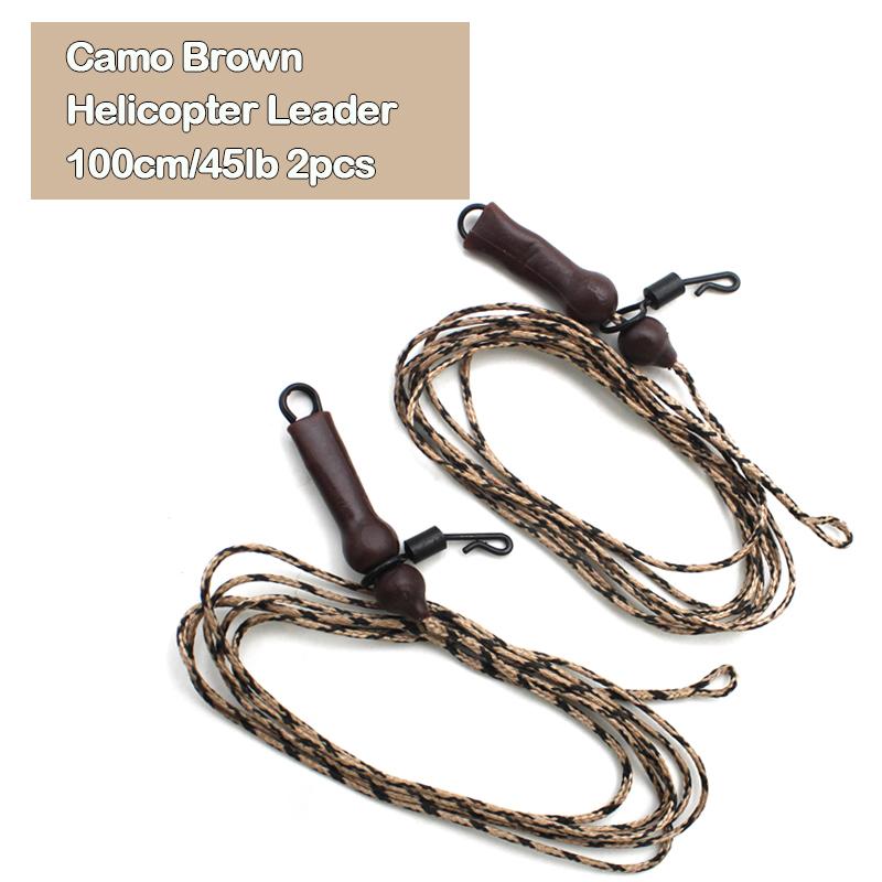 

2 шт., снасть для ловли карпа, леска Heli Leadcore Leader, 100 см/45 фунтов, камуфляжный зеленый/камуфляжный коричневый цвет, аксессуары для вертолётной оснастки для карпа, снасти