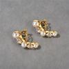 High Sense Light Luxury Temperament Brass Plated 18K Real Gold Inlaid Pearl Diamond Ear Buckle Earrings Fashion Earrings