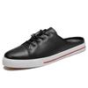 New Men's Slippers Tide Casual All-match Fashion Mens Shoes Genuine Leather Breathable Half Shoes For Men Luxury Half Slippers