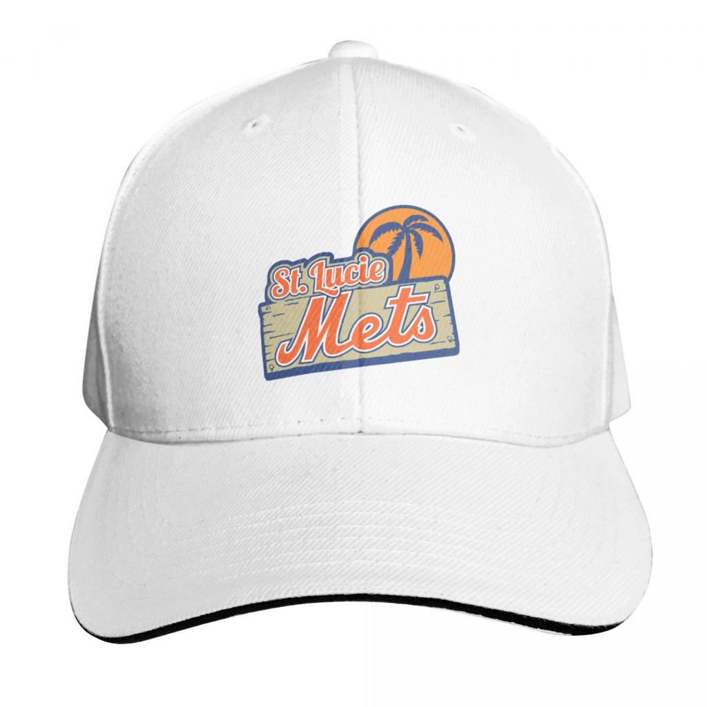 The StLucieMets Logo Baseball Cap Snap Back Hat Ball Cap Hat Unisex For The Sun Hat Unisex Unisexs Hats Womens