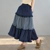 Denim Plus Size High Waist Vintage Patchwork Spring Summer Autumn Casual Loose Long Woman Skirt