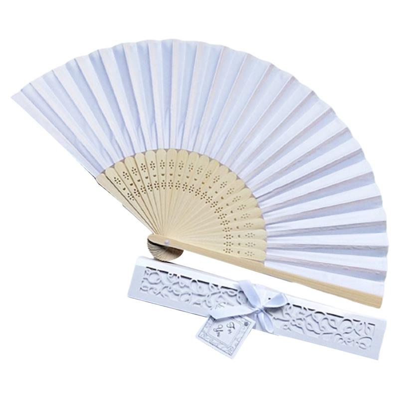 Folding Fan Silk Wedding Dance Hand Fan With Gift Box Party Favors