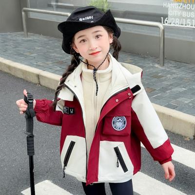 Girls' 3-in-1 Jacket Spring and Autumn Little Girls Jacket Autumn and Winter Removable Baby Fleece Set