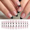 24 Pcs French Tip Stick On Nail Stylish False Nail Short Almond Press On Nail Simple Artificial Acrylic Nail