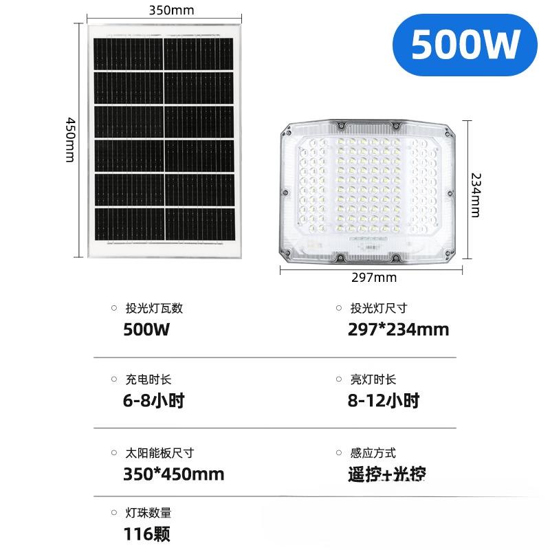 LISHI 500W Wide-Angle Three-Sided Solar LED Flood Light