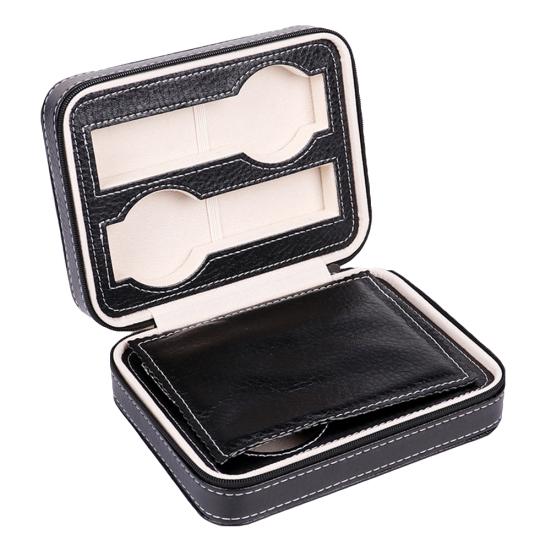 2/4/8 Grids Portable Faux Leather Zipper Travel Watch Storage Case Box Organizer