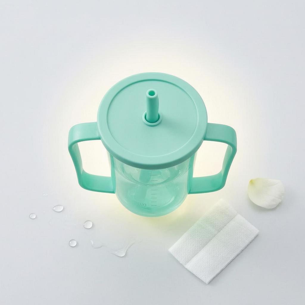 Handled Nursing Cup FoodGrade Straw Translucent Infant Drinkware for Infants, Young Children,