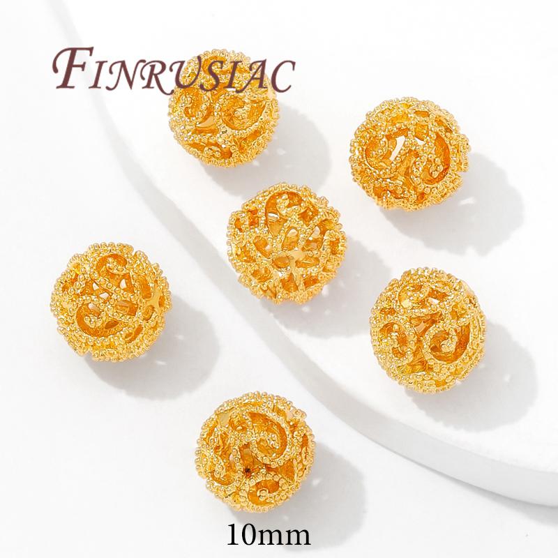 8mm 10mm Beads,Separators For Bracelets 18K Gold Plated Spacer Beads,Round Beads,DIY Jewelry Accessories,Necklace Findings