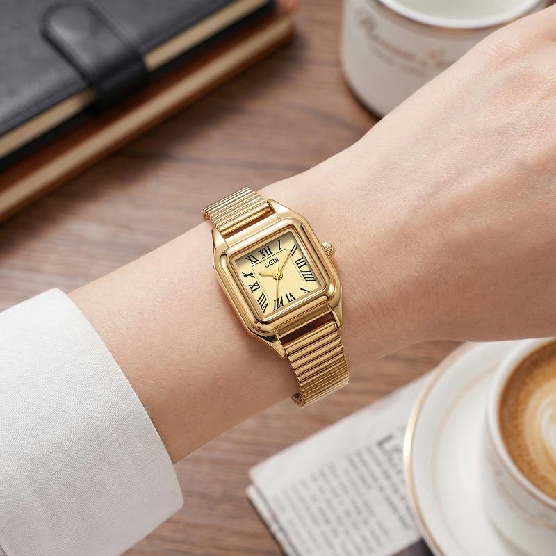 New Luxury Brand Women's Watch Simplicity Square Dial Design Ladies' Quartz Watch Fashion Elegant Gold Female Clock Reloj Mujer