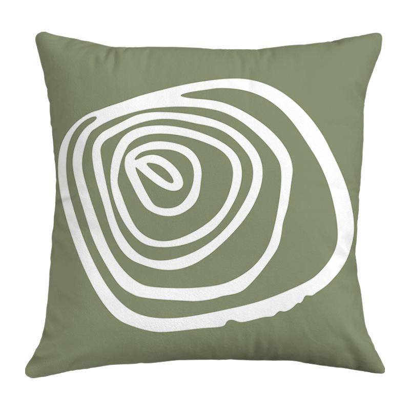 Geometric Nordic-Style Green Throw Pillow Cover for Artistic Living Room Decor