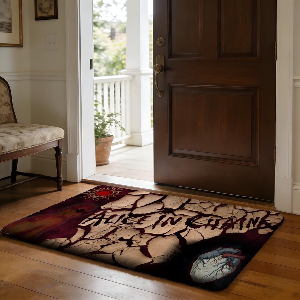 Retro Music Alice In Chains Floor Mat Soft Flannel Absorbent Mat Non-Slip Rug Home Bedroom Bathroom