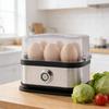 Small Electric Egg Cooker 6-Egg Capacity Stainless Steel Food Steamer Portable Egg Poacher with Auto Shut-Off for Home Kitchen