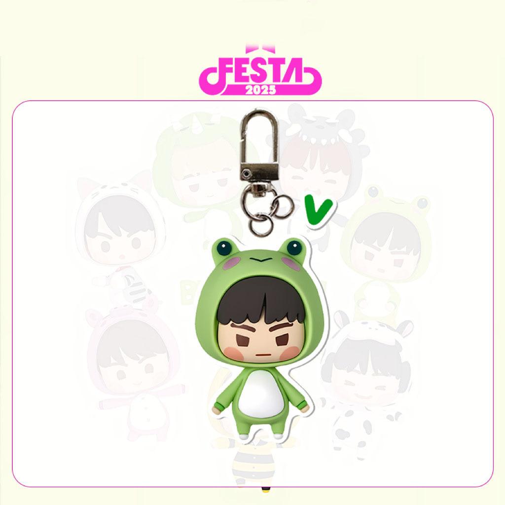 BTS 2025 FESTA Animal Costume Cartoon Acrylic Keychain, Bangtan Boys Cute Cartoon Keyring with Member Name Tag, Kpop ARMY Fans Bag Charm
