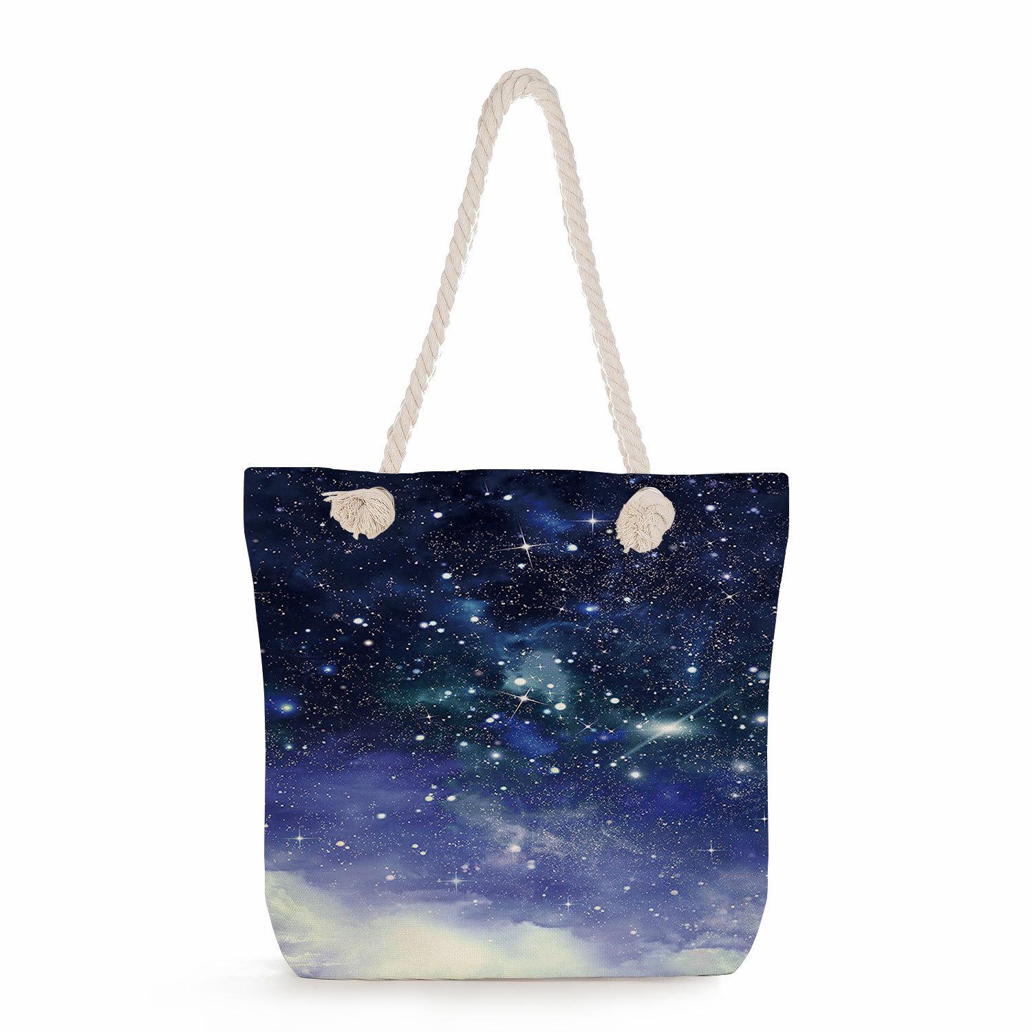 

Starry sky print thick rope single-shoulder beach bag 7294 KTB