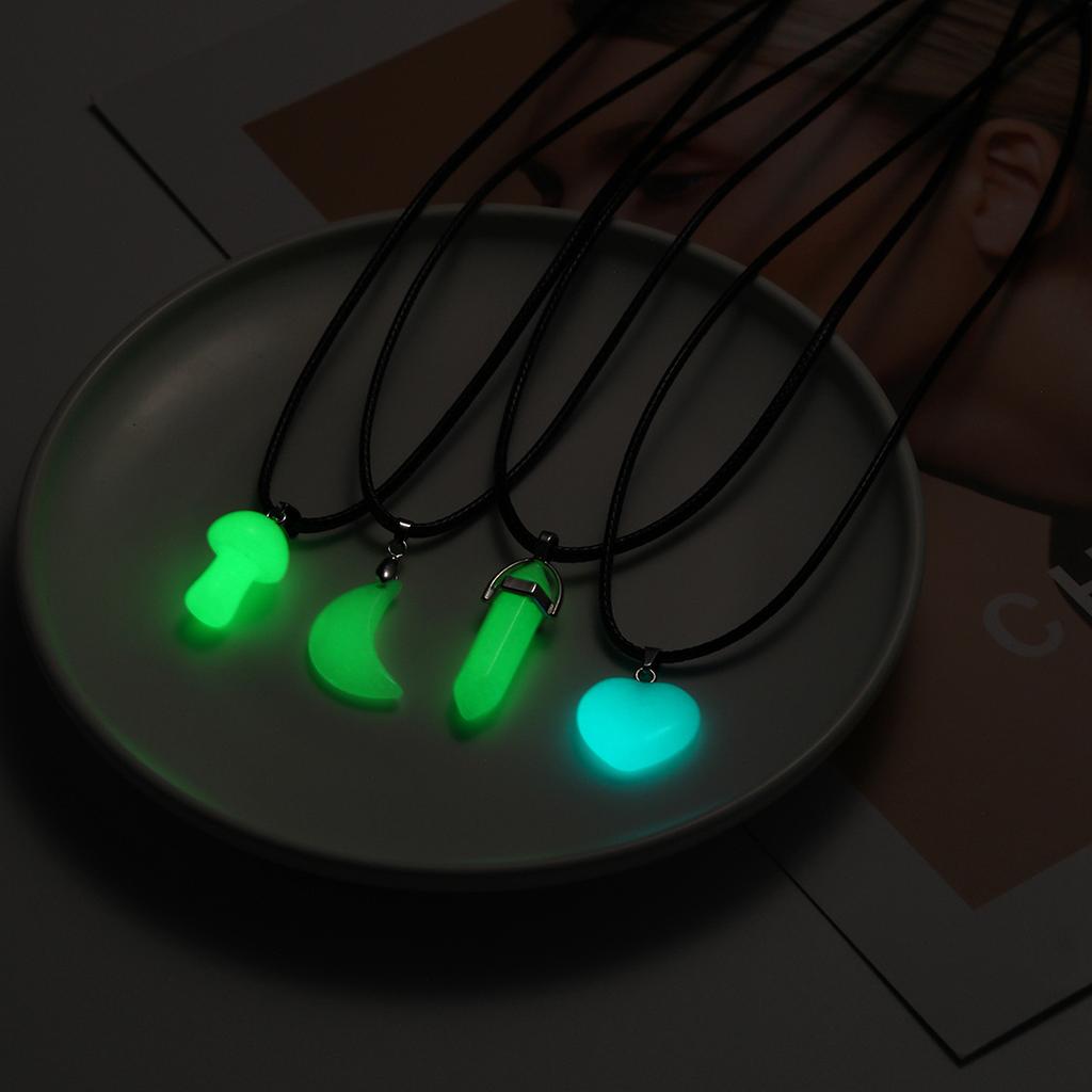 Necklace for Women Mushroom Jewelry Luminous Stone Pendant Necklace Moon Hexagonal Pillar Pendant Simple Luminous Necklace Elegant Necklace