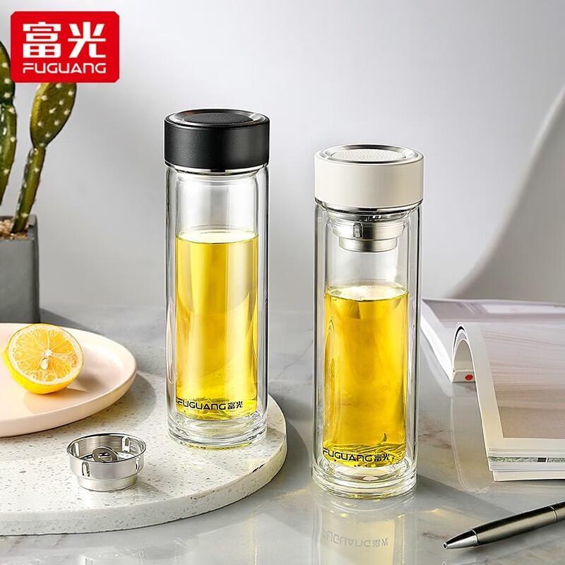 Fuguang Double Wall Glass Tea Infuser Bottle