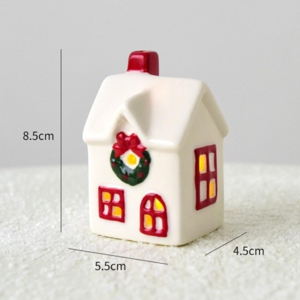 Novas Casas de Natal Iluminadas por LED Castelo Branco de Porcelana Estátua Estilo Rústico Vila de Natal em Miniatura Decoração de Casa