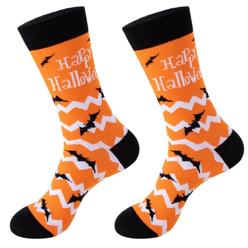 Halloween Socks with Scary Skulls, Vampire Teeth, and Pumpkin Faces Charm Designing Woman Man Autumn Winter Socks
