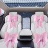 Linen Linen Bow Car Headrest Ribbon Bow Ribbon Bow Car Neck Pillow Lumbar Rest Pillow   Car Seat