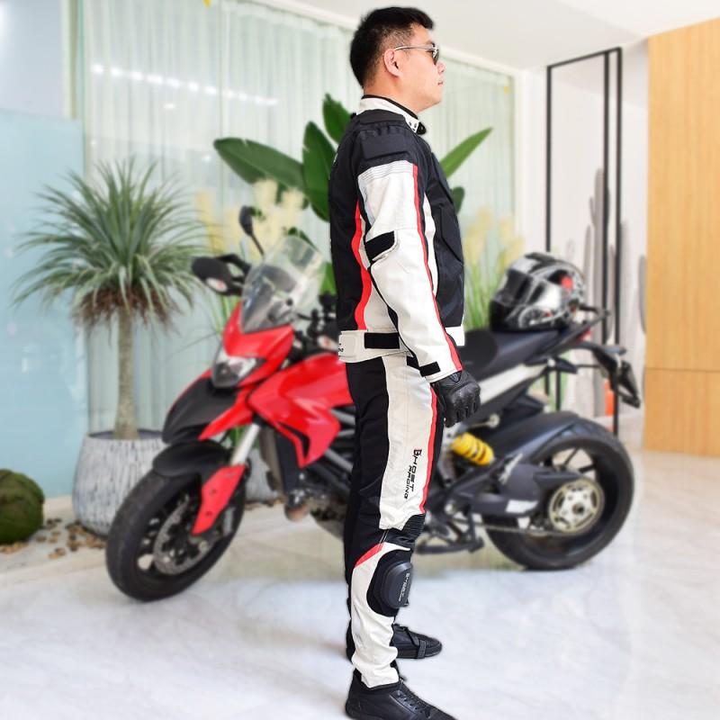 Motorcycle Riding Jacket Pants Set Men Women Breathable Protective Gear Anti-Fall Crash Suit