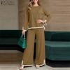 Plus Size Women Long Sleeve Blouse and Pants Casual Two Piece Suit Sets
