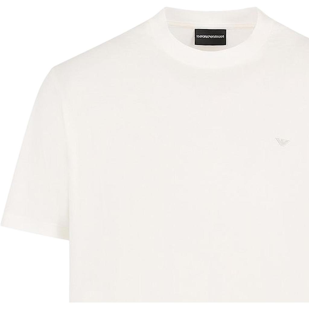 Emporio Armani Solid Color Logo Embroidered Crew Neck Pullover Short Sleeve T-Shirt Men tops Off-White EM000079-AF100941U-1105