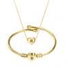 Diy 26 Letters Fadeless Stainless Steel Heart Pendant Necklace Bracelet Set For Women