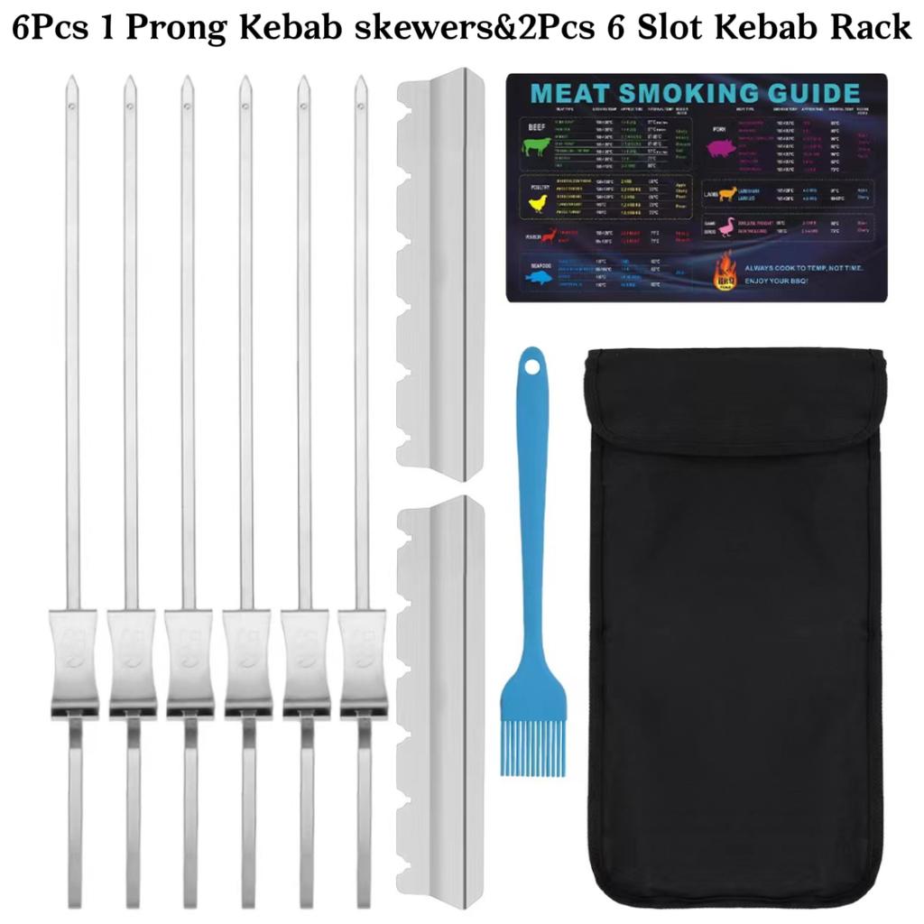 Skewers For Kabobs-Metal Kebab Skewers For Grilling 3-Prong Stainless Steel Skewers for BBQ Reusable Grill Skewers Set for Meat