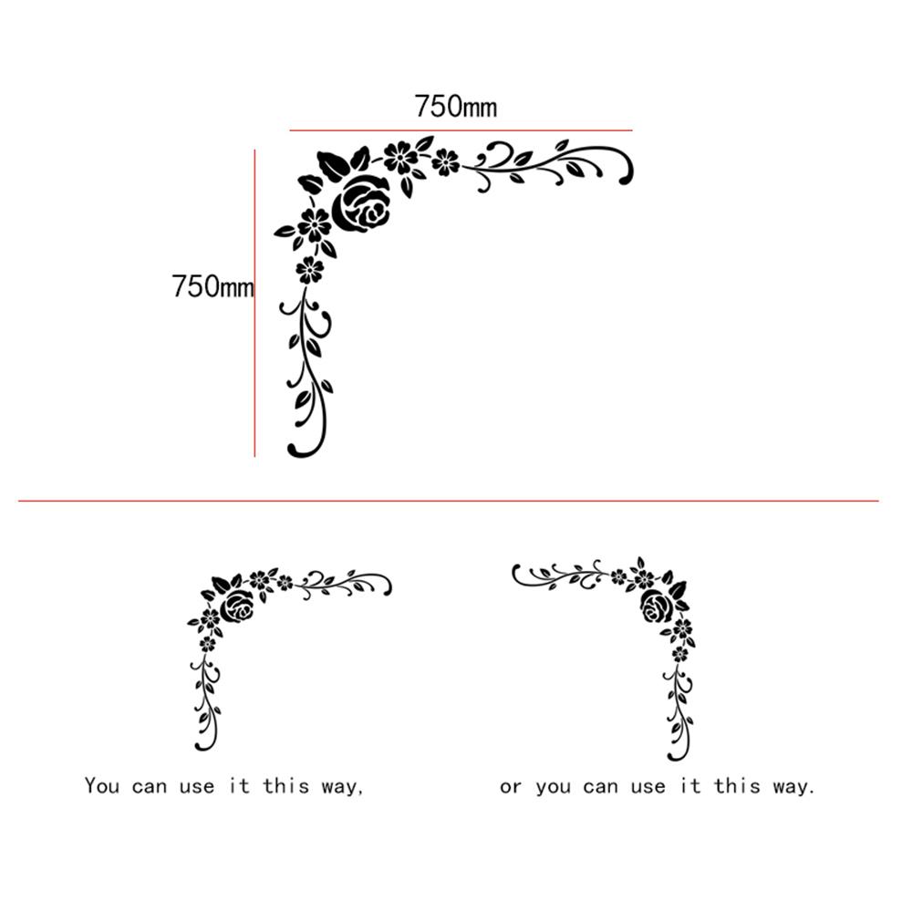 Corridor Wall Sticker Living Room Background Mirror Flower Mural Decal