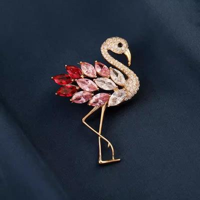 Kolorowa broszka z flamingiem, ekskluzywna kobieca wykwintna luksusowa broszka, szpilka anty-światło, garnitur i akcesoria