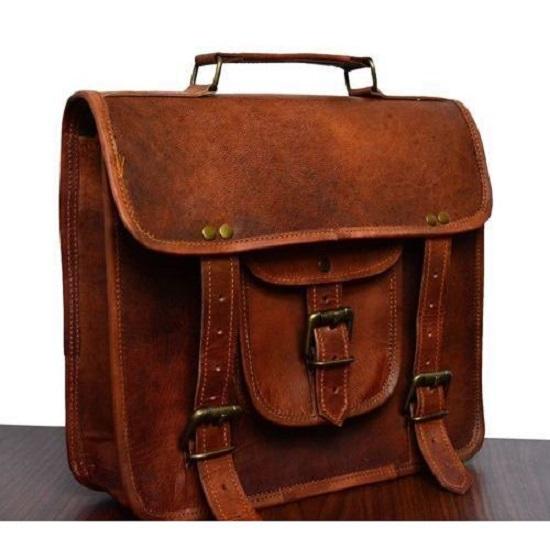 Herrenhandtasche aus echtem Vintage-Leder, Umhängetasche, Messenger-Mann-Laptop-Aktentasche