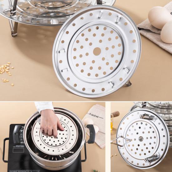 Stainless Steel Round Steamer Rack with Detachable V-Shaped Stand for Steamer Cooking Stackable Vegetables Dumplings Fish Seafood Versatile