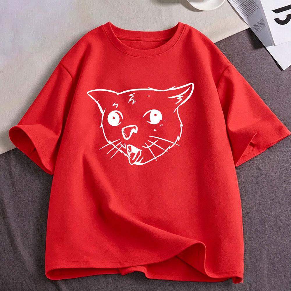 Coughing Cat Funny Meme Graphic T Shirts Unisexs Unisex Clothing Fashion Cotton Casual Oversized Short Sleeve Tshirts Streetwear