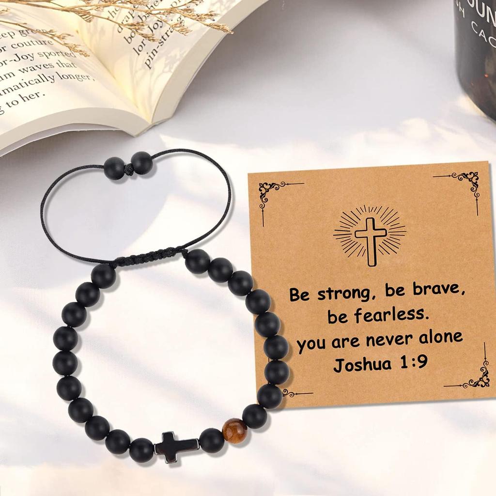 Cross Bracelet Religious Gifts, Handmade Beaded Bracelets,beaded inspirational bracelet, Tiger Eye Bracelet Gifts