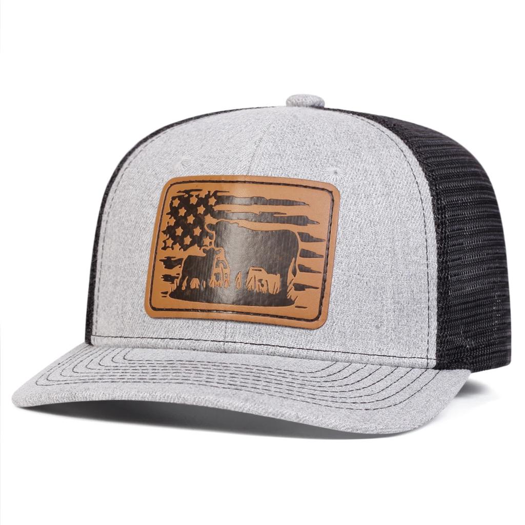 Net Baseball Label Leather Cow Flag American Neutral Gender Women  Men For Caps Spring Summer Outdoor Sunscreen Hat Adjustable Casual Trucker Hats