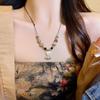 Zen-Inspired Chinese Beaded Necklace with Peace Lock & Butterfly Design – Elegant Clavicle Chain for Women.