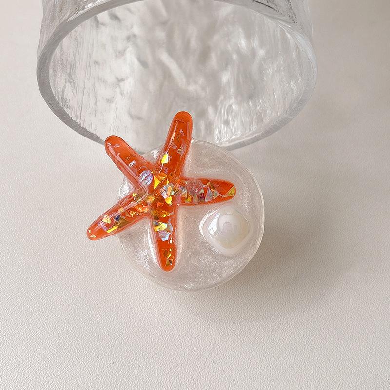 Glitter Epoxy Starfish Back Stick Mobile Phone Airbag Bracket Wind Retractable Women'S Desktop Bracket Watch Drama
