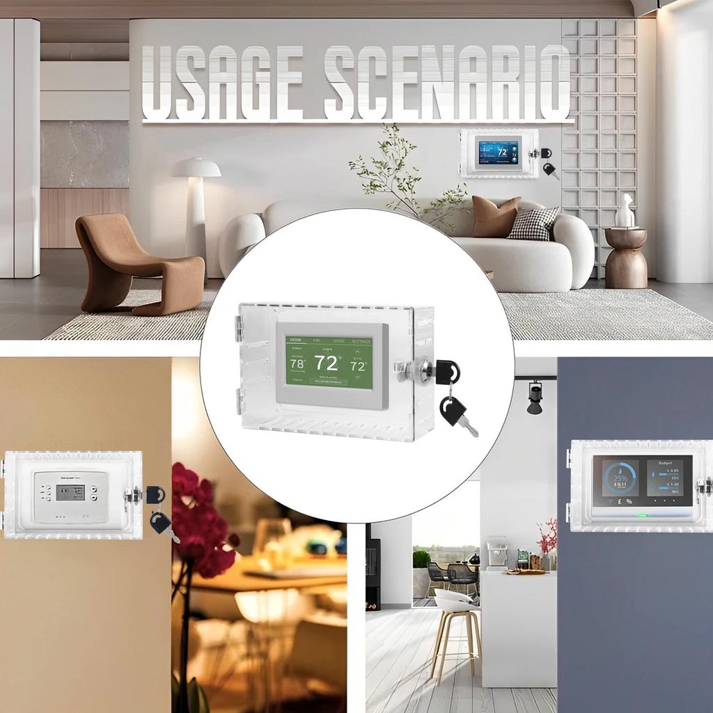 Universal Thermostat Lock Box with Key Acrylic Thermostat Cover with Lock Large Thermostat Guard Easy To Install for Home