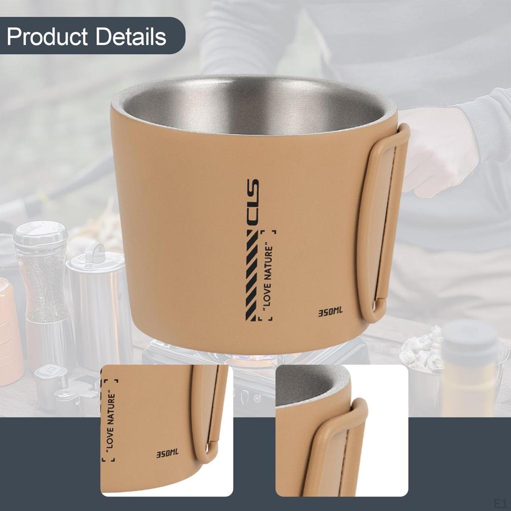 Camping Mug Cup 350ml Portable Drinkware Climbing Stainless Steel Travel Double Wall Fishing
